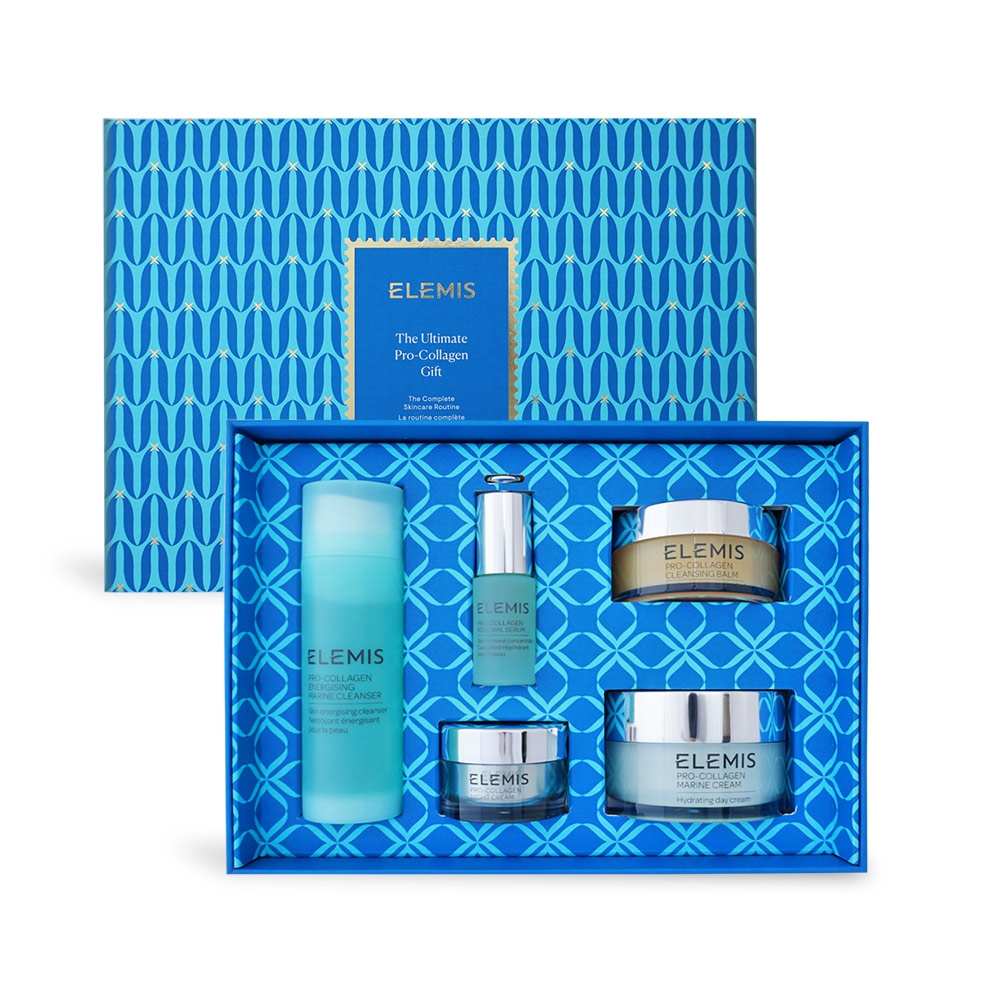 ELEMIS 極緻海洋藍霜英倫禮盒[卸妝膏100g+洗面乳150ml+精華15ml+乳霜100ml+晚霜30ml]-國際航空版