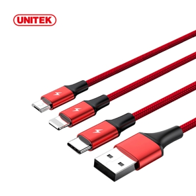 UNITEK  Lightning/ Micro USB/ Type-C 三合一編織充電線