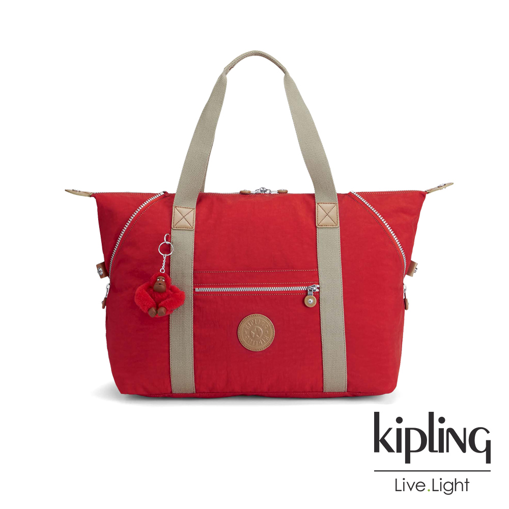 Kipling 亮眼紅撞色手提側背包-ART M-ESSENTIAL系列
