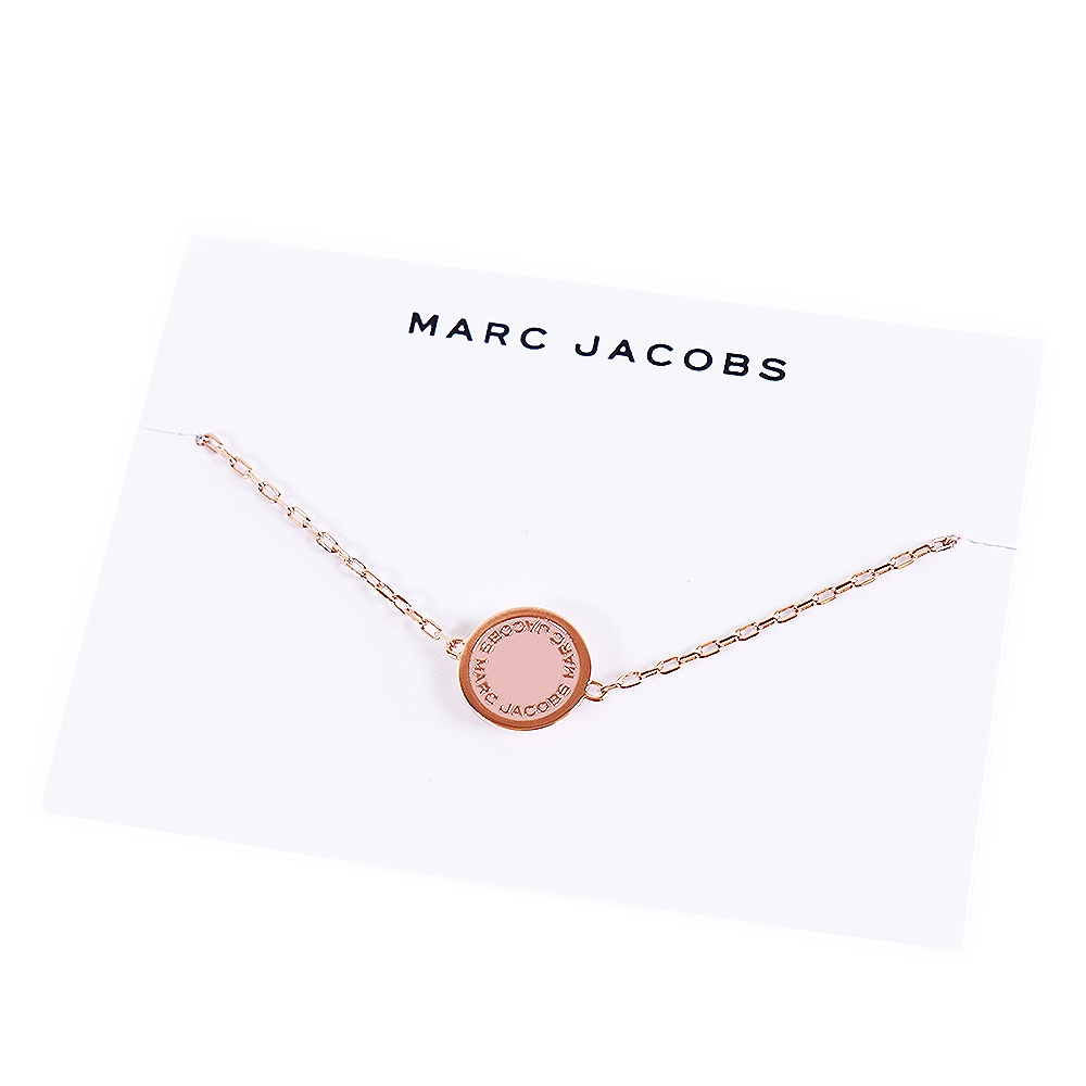 MARC JACOBS 圓牌LOGO琺瑯手鍊-蜜桃粉