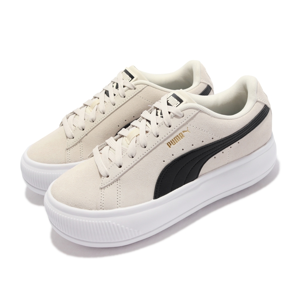 Puma 休閒鞋 Suede Mayu 厚底 修飾腿型 女鞋 合成皮革 麂皮 穿搭推薦 增高 淺褐 白 380686-01