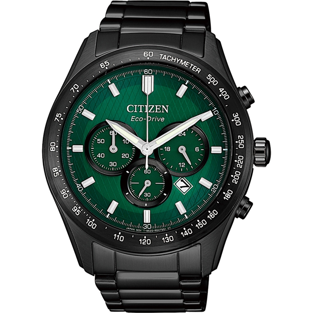 CITIZEN 星辰 光動能計時手錶-綠/43mm CA4455-86X