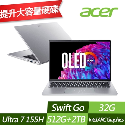 ACER 宏碁 SFG14-73-790E 14吋輕薄筆電 (Ultra 7 155H/32G/512G+2TB PCIe SSD/Win11/特仕版)