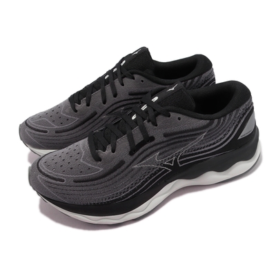 Mizuno 慢跑鞋 Wave Skyrise 4 Wide 美津濃 男鞋 寬楦 灰 黑 避震 回彈 J1GC2323-02