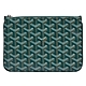 GOYARD 經典Senat Pouch PM系列塗層帆布LOGO牛皮飾邊萬用拉鍊拉鍊手拿包(綠) product thumbnail 1