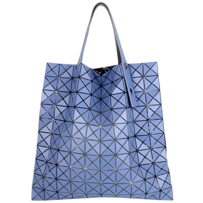 ISSEY MIYAKE 三宅一生 BAOBAO 藍色皮質三角格10x10手提包