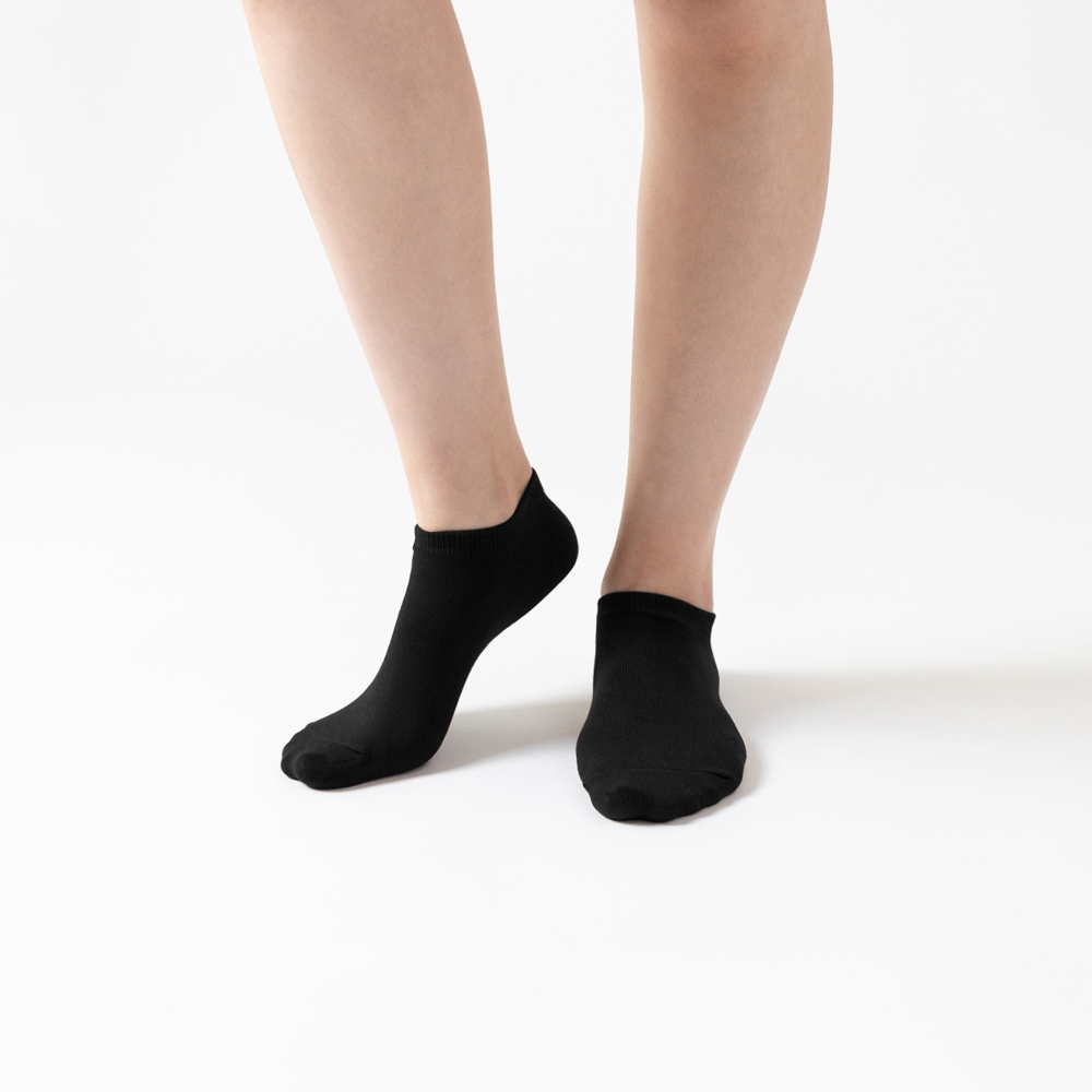 【WARX除臭襪】薄款經典素色船型襪-黑