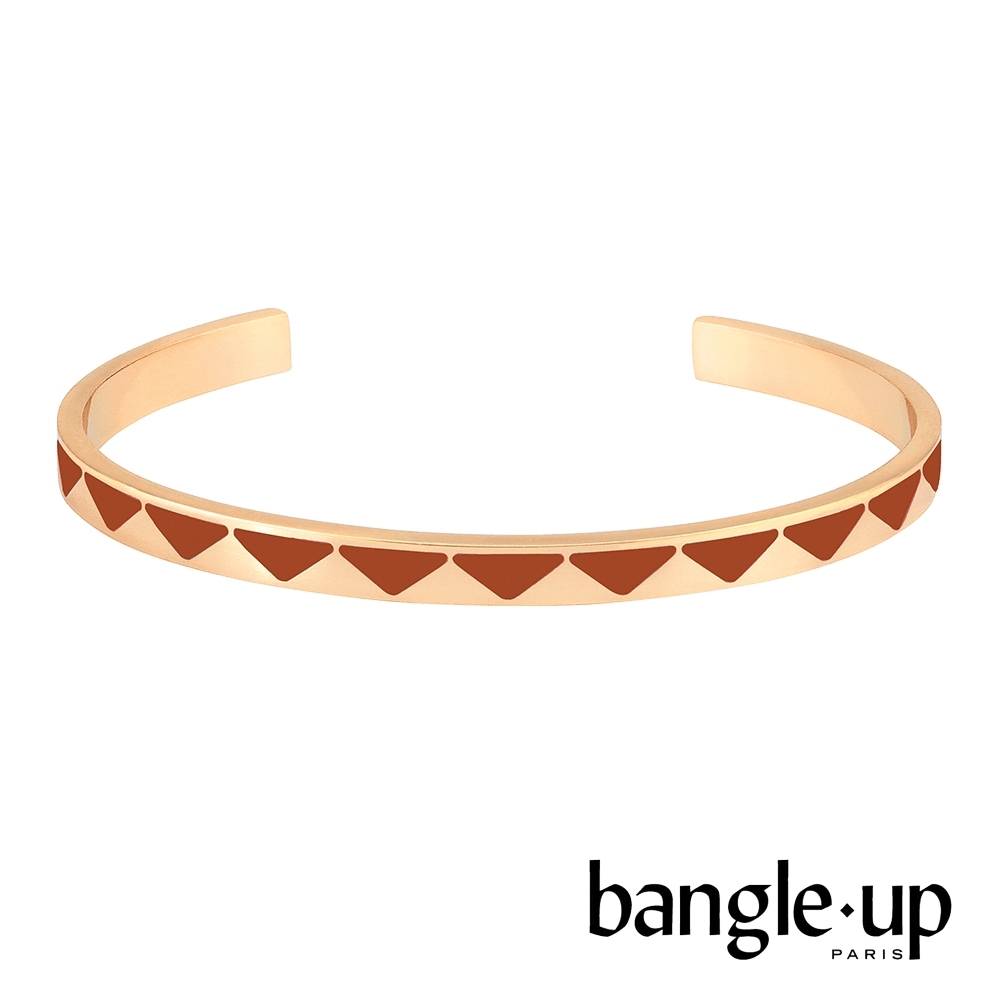 BANGLE UP 時尚印花琺瑯鍍金開口手環 -緋紅