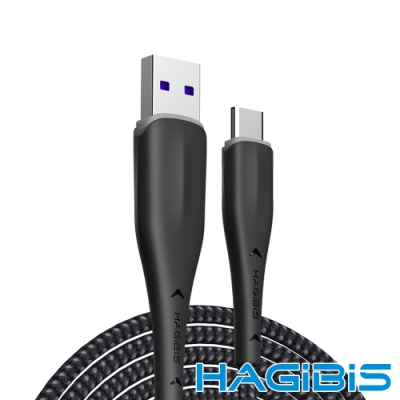 HAGiBiS海備思 USB to Type-C 5A/40W快充數據傳輸線 鯨鯊黑/2M