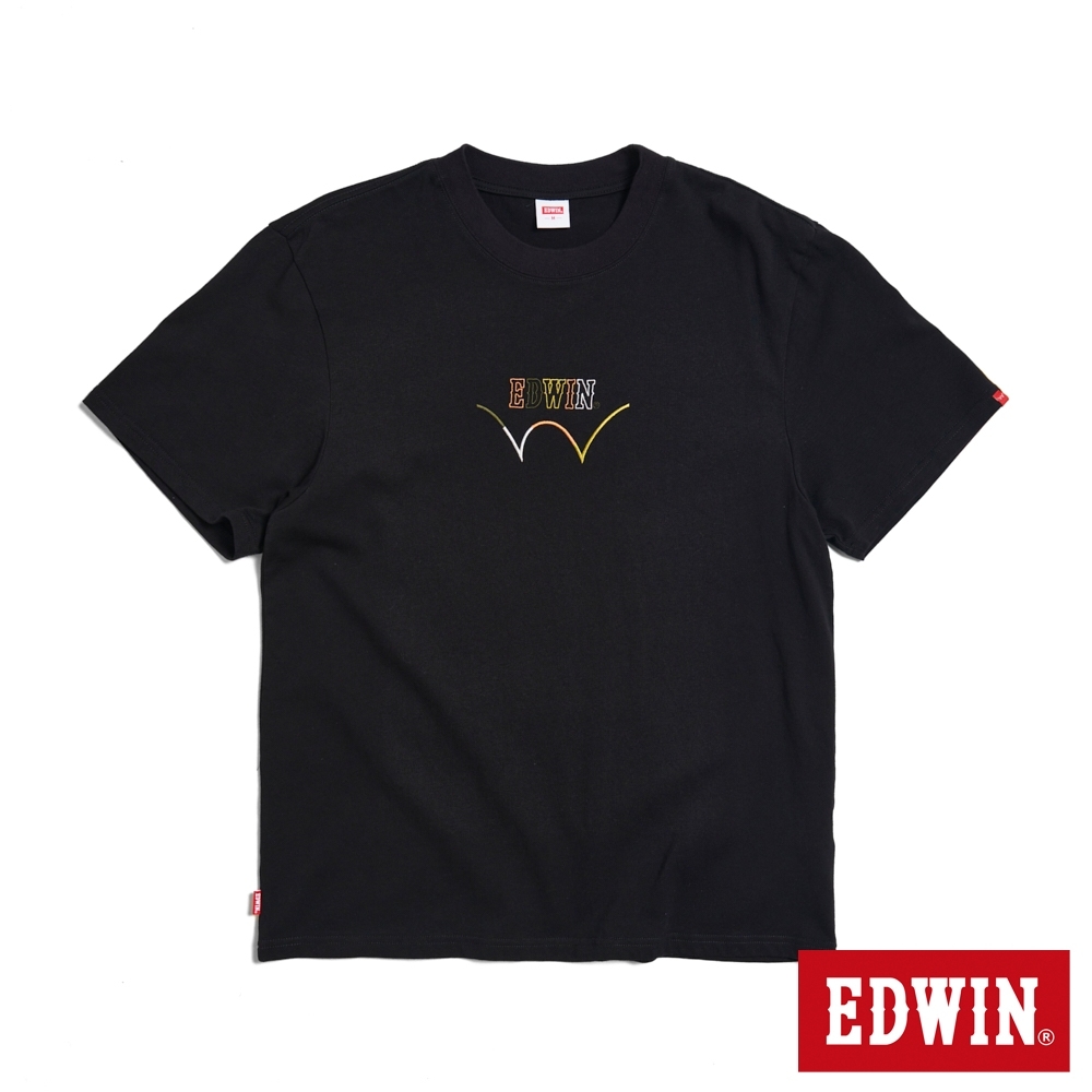 EDWIN 彩色印花寬版短袖T恤-男-黑色