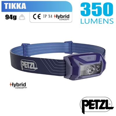 Petzl TIKKA 超輕量標準頭燈(350流明.IPX4防水).LED頭燈.電子燈_藍