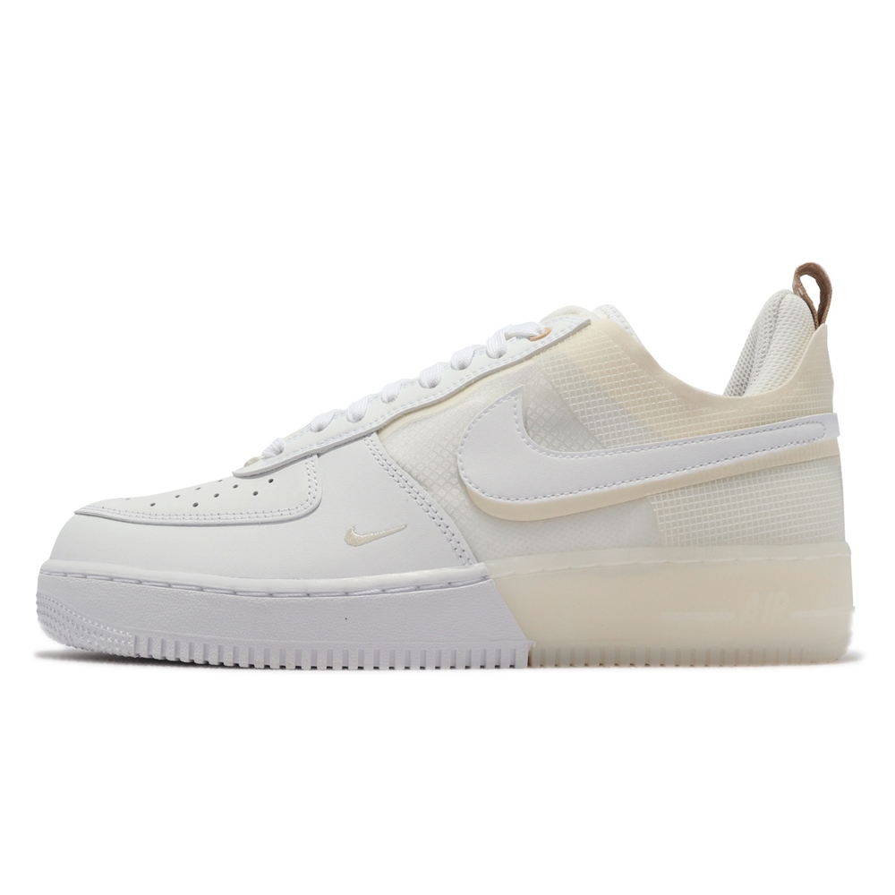 Nike 休閒鞋Air Force 1 React 男鞋白奶油白AF1 解構低筒低筒