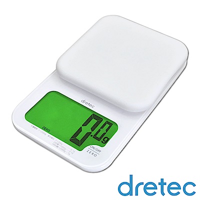 dretec 戴卡超大螢幕微量LED廚房料理電子秤2kg-白