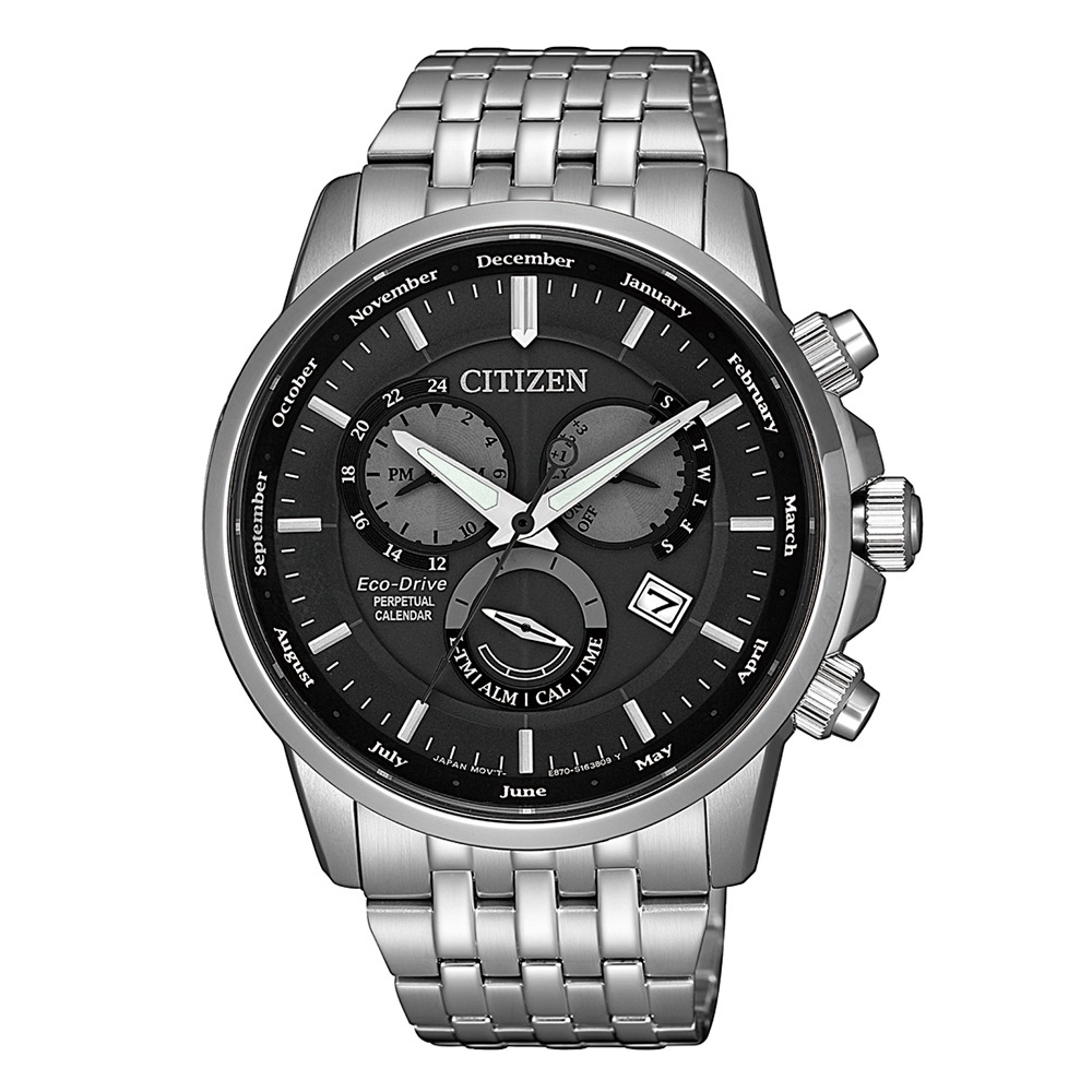 CITIZEN 卓越質感萬年曆光動能腕錶BL8150-86H