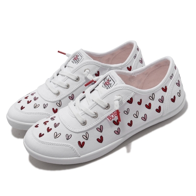 Skechers 休閒鞋 Bobs B Cute 愛心塗鴉 聯名 女鞋 Lovewall 避震 緩衝 帆布 穿搭 白 紅 113951-WRPK