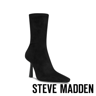 STEVE MADDEN-VAKAY 絨布尖頭細跟靴-黑色
