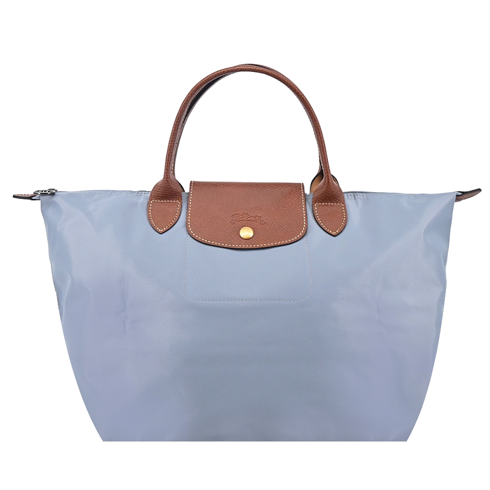 LONGCHAMP LE PLIAGE系列短把再生尼龍摺疊水餃包(中/鋼灰)LONGCHAMP