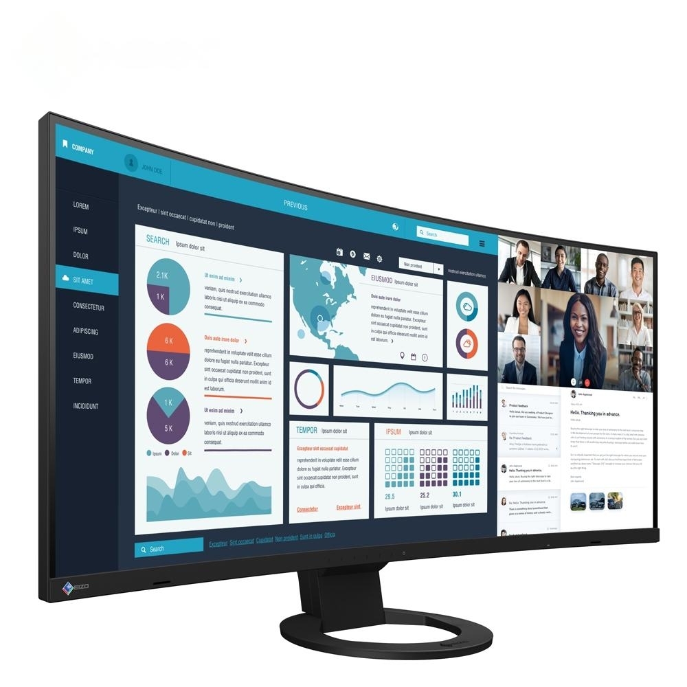 EIZO FlexScan EV3895 黑色38型曲面低藍光低閃頻護眼/薄邊框電腦螢幕