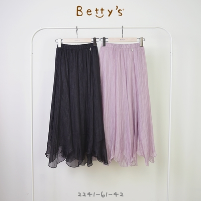 betty’s專櫃款　不規則下擺薄紗裙 (黑色)