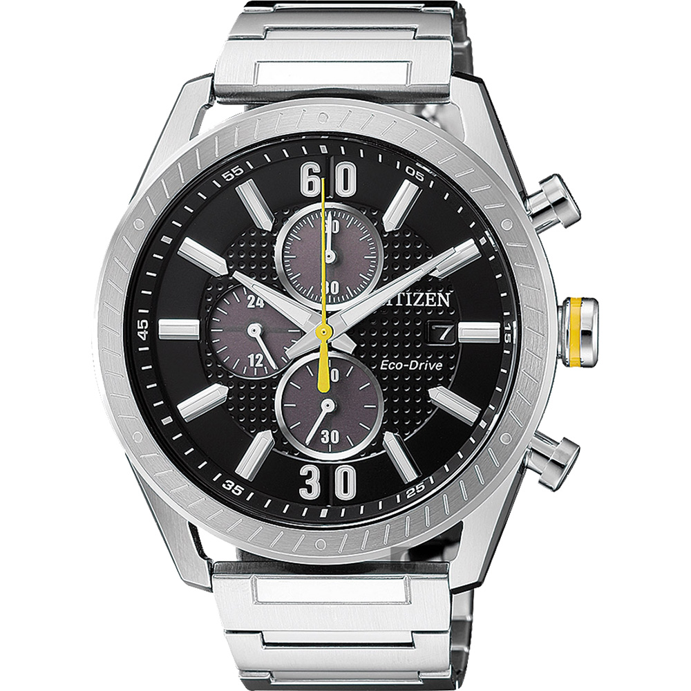 CITIZEN 星辰 光動能渦輪時尚計時手錶-黑x銀/43mm(CA0666-82E)