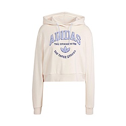 Adidas VRCT Hoodie IR6035 女 連帽 上衣 短版 帽T 休閒 三葉草 舒適 米紫