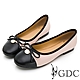 GDC-氣質風蝴蝶結飾釦真皮圓頭平底包鞋-粉色 product thumbnail 1
