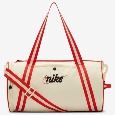 NIKE HERITAGE DUFF - RETRO 旅行袋-米紅色-DR6261113