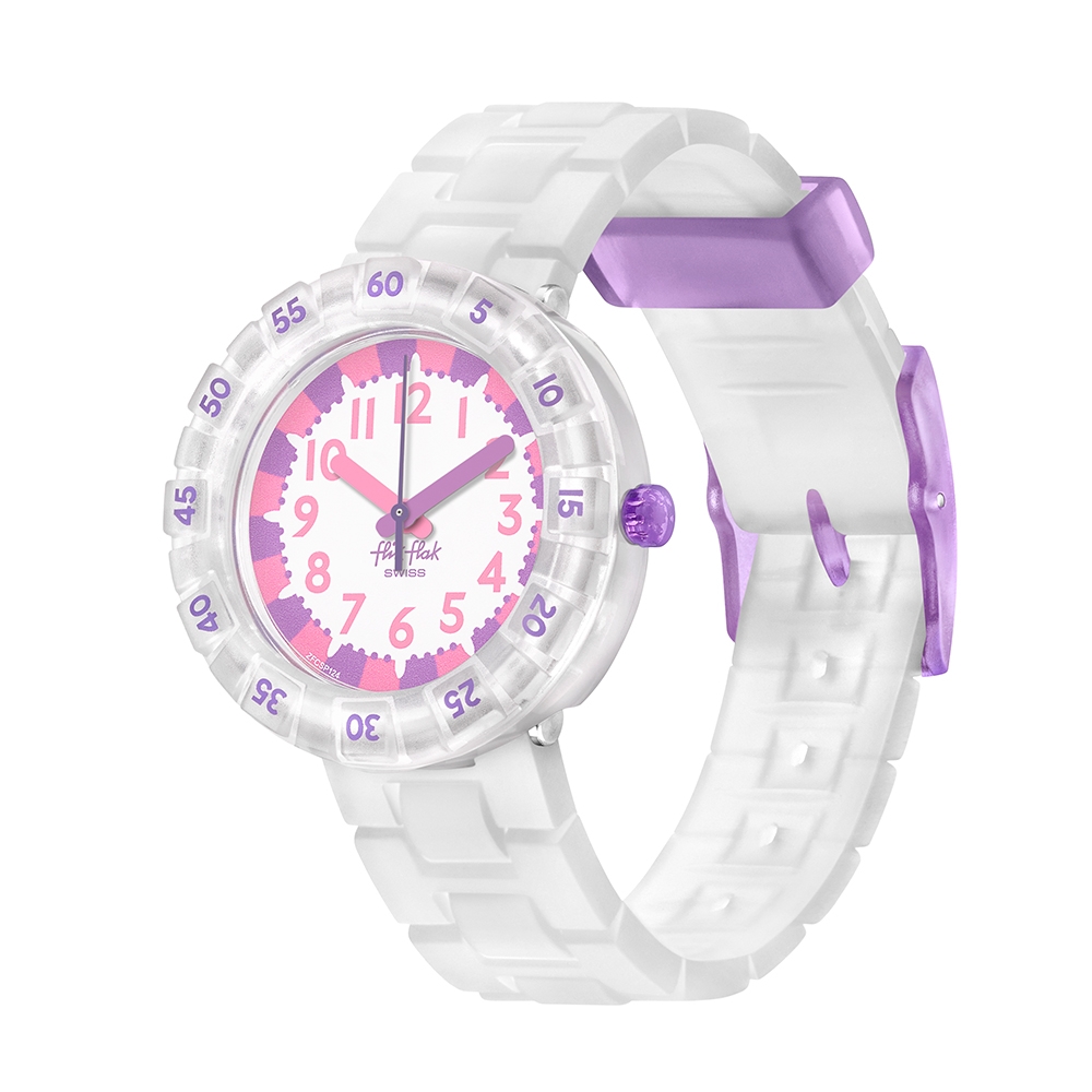 【FlikFlak】兒童錶 LEVEL MILKY 紫粉印花 (36.7mm) 瑞士錶 兒童錶 手錶