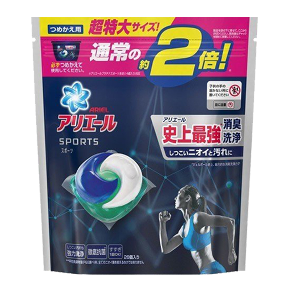 日本P&G 3D立體2.5倍洗衣果凍膠囊補充包-最強消臭除淨(540g)