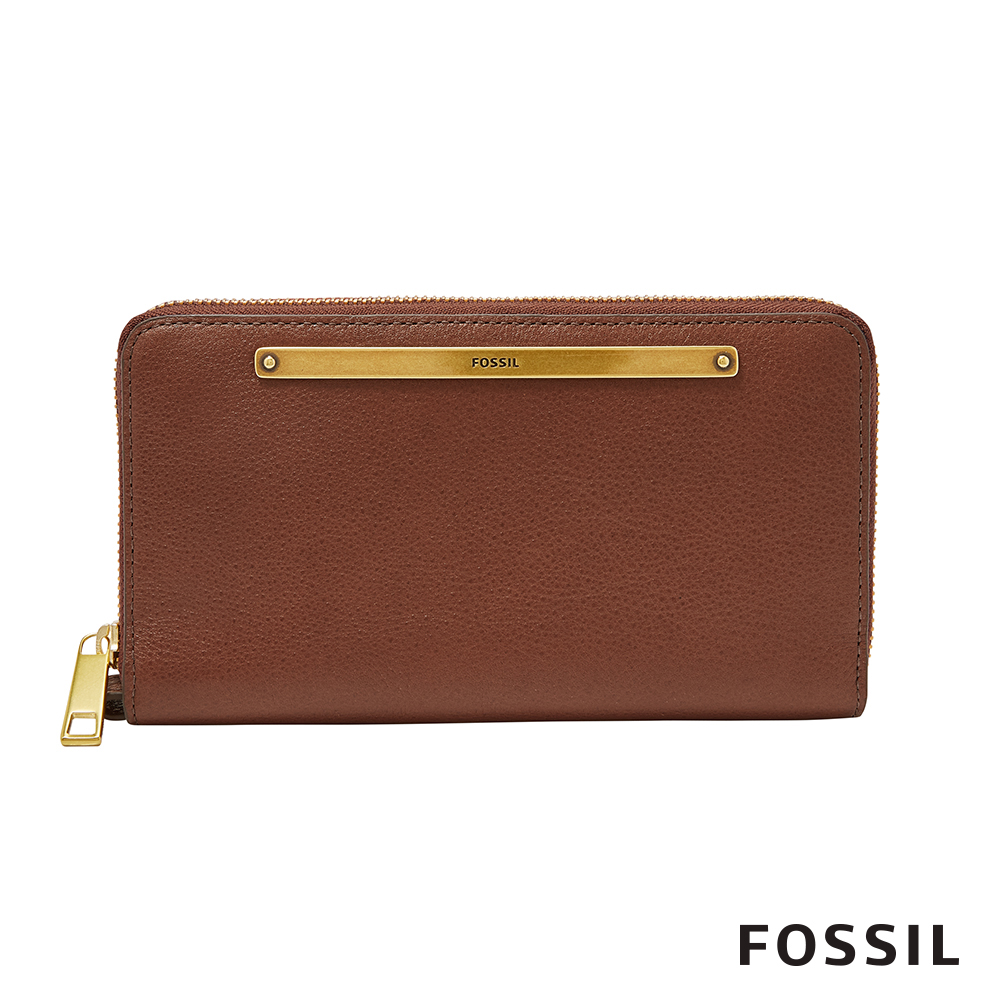 FOSSIL LIZA 真皮系列拉鍊長夾-咖啡色 SL7878200