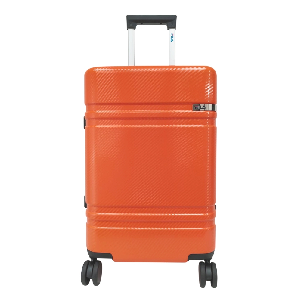 FILA-25吋簡約時尚碳纖維飾紋系列鋁框行李箱-限量橘