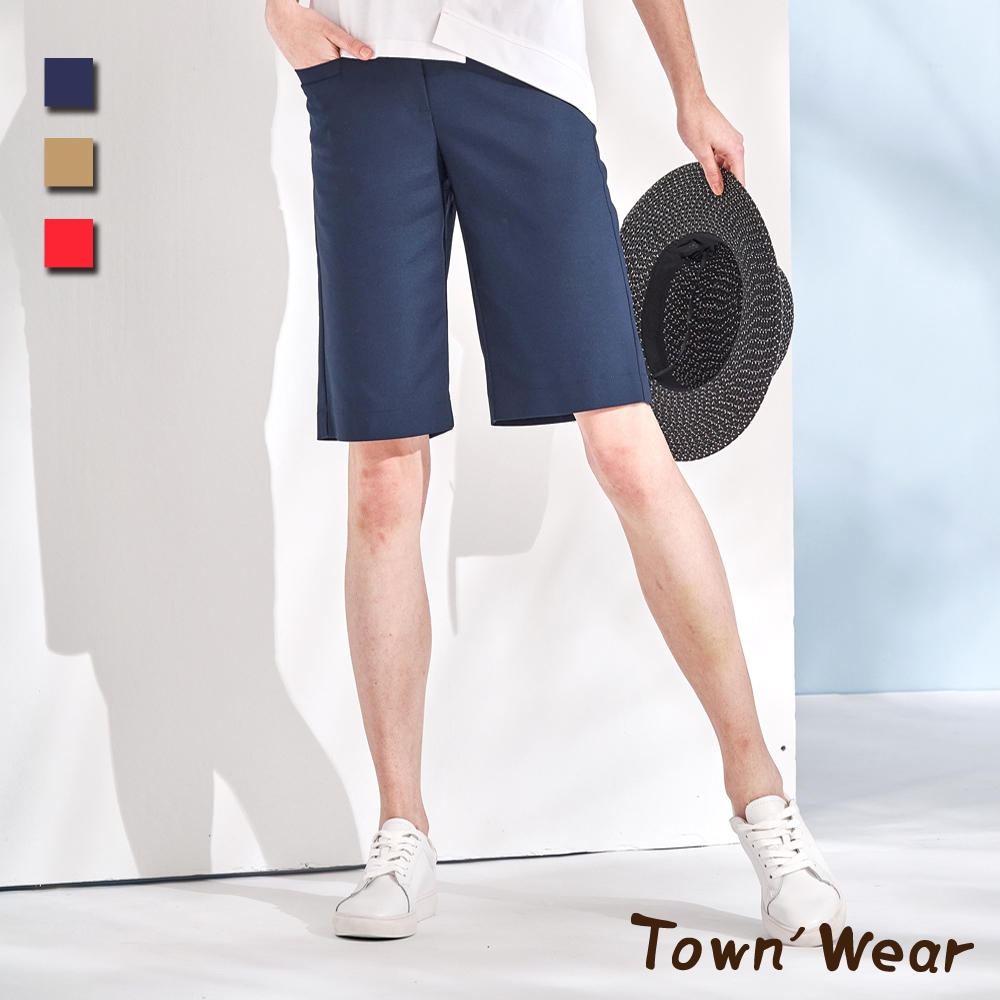 【TOWNWEAR棠葳】休閒純色棉質修身五分褲 3色