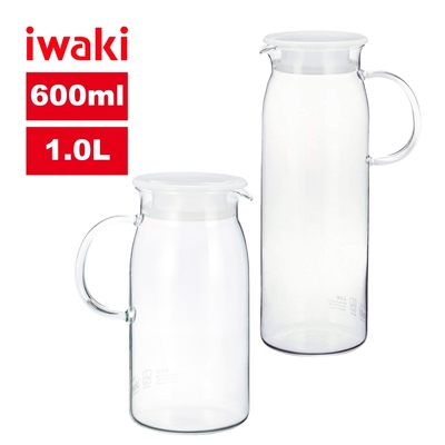 【iwaki】耐熱玻璃水壺600ml+1.0L