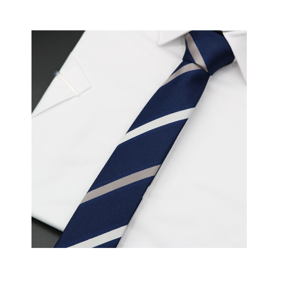 拉福  領帶窄版領帶6cm領帶手打領帶(灰白斜)