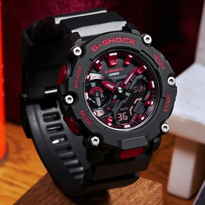 CASIO 卡西歐G-SHOCK 經典黑紅時尚雙顯腕錶47.1mm / GA