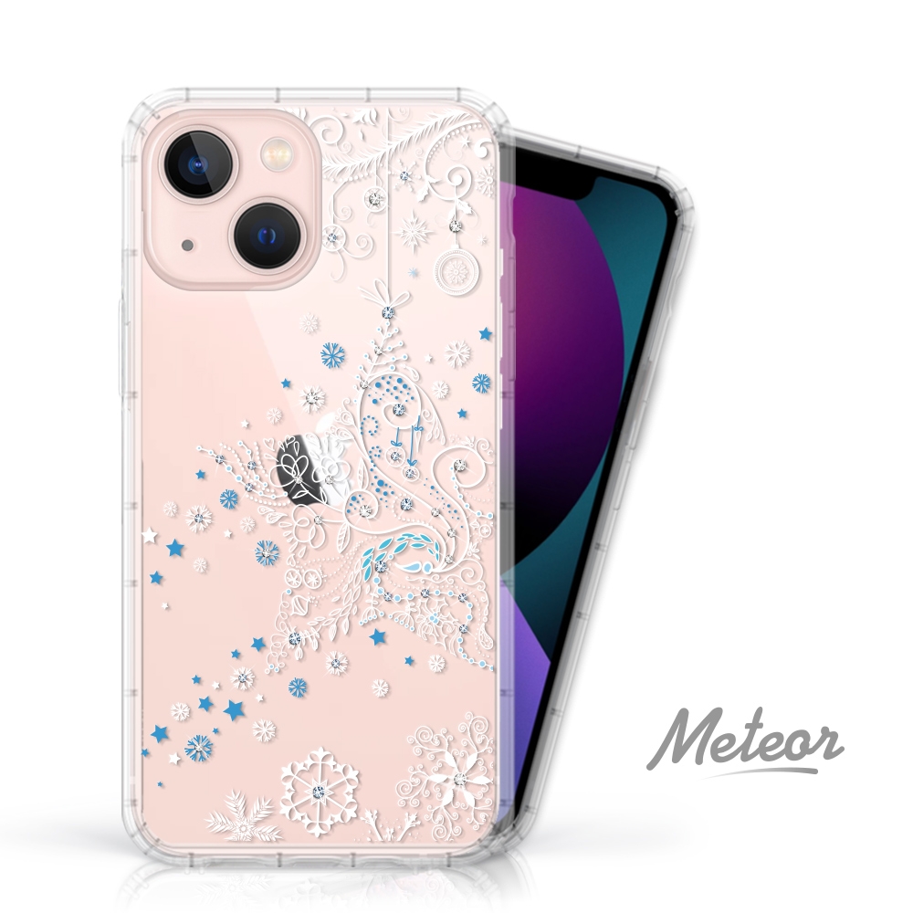 Meteor iPhone 13 6.1吋 奧地利水鑽彩繪防摔殼 - 雪花之星(多鑽版)