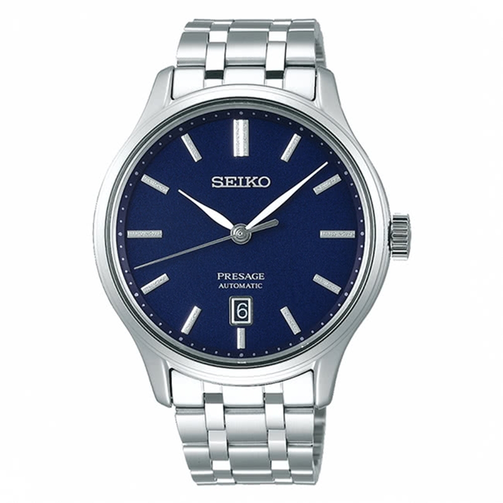 SEIKO 精工 PRESAGE經典日期窗機械錶-藍(SRPD41J1) SK014