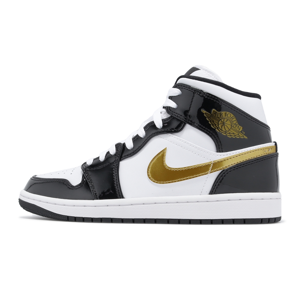 Nike 休閒鞋Air Jordan 1 Mid SE 男鞋黑金AJ1 喬丹一代漆皮852542-007