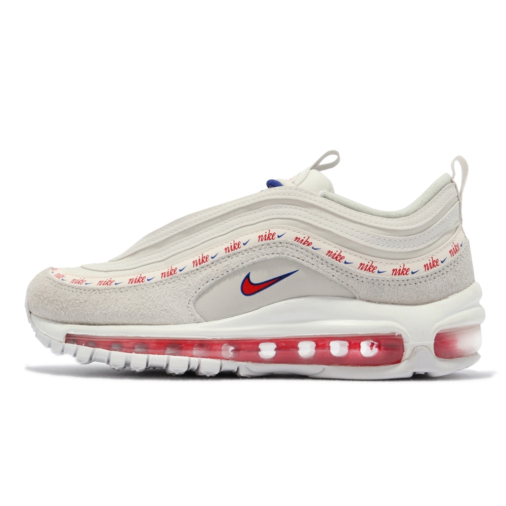 Nike 休閒鞋Air Max 97 SE 運動女鞋氣墊避震串標麂皮勾勾鞋帶扣飾米白