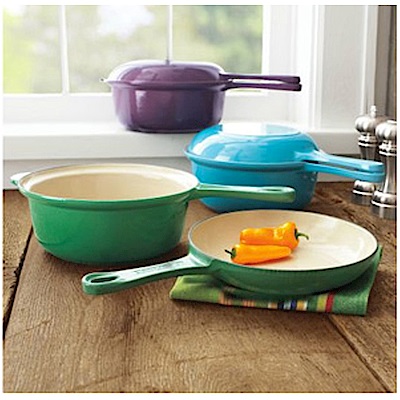 LE CREUSET 琺瑯鑄鐵典藏2-in-1多功能燉煮鐵鍋 22cm (棕櫚綠)