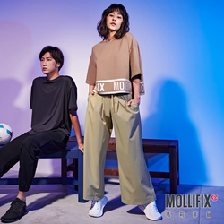 Mollifix 瑪莉菲絲 簡約修身打摺寬褲 (卡其) 暢貨出清、瑜珈服、瑜珈褲、Legging