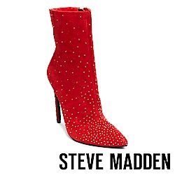 STEVE MADDEN-WHIT-閃耀鉚釘尖頭高跟短筒靴-絨紅