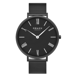 OBAKU 羅馬時刻紳士米蘭時尚腕錶-全黑-V283GXBBMB-42mm