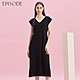 EPISODE - 舒適蠶絲收腰顯瘦V領長洋裝E43733（黑） product thumbnail 1