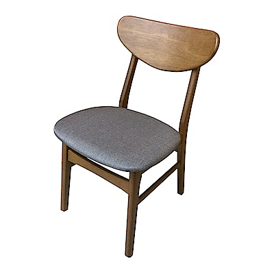 AS DESIGN雅司家具-Arlene淺胡桃色灰布實木餐椅-45.5x46x78cm