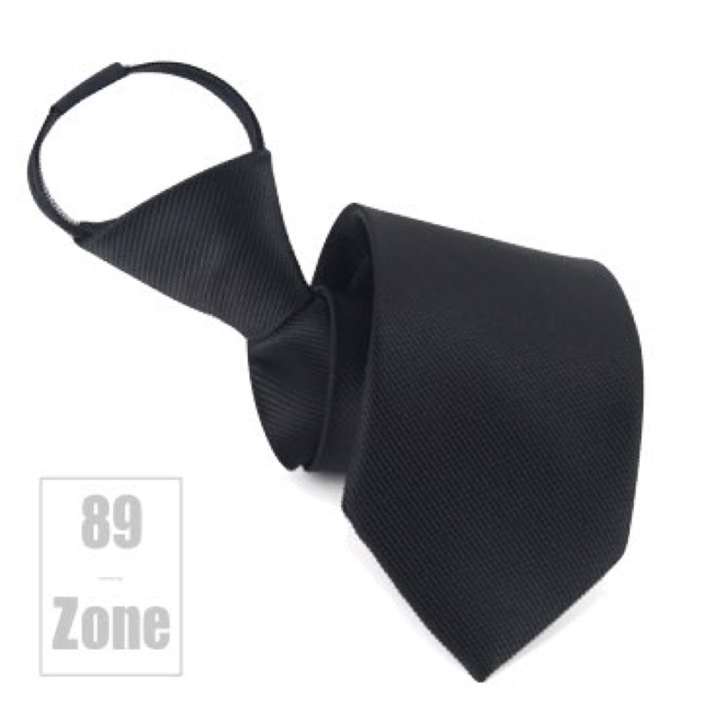 【89 zone】日系文藝時尚氣質懶人拉鍊領帶 (黑色)