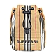 BURBERRY黑字字母LOGO條紋設計尼龍束口收納水桶包(典藏米) product thumbnail 1