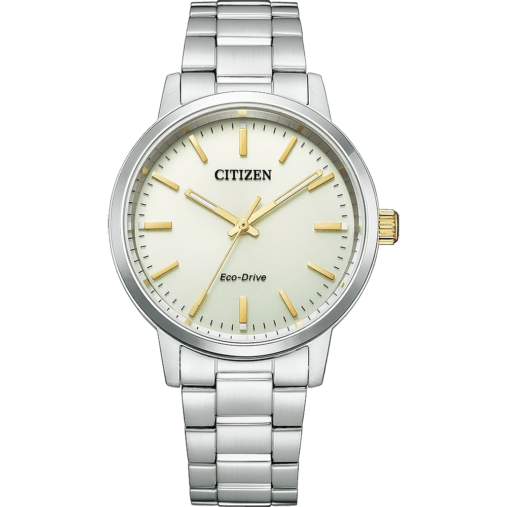 CITIZEN星辰 PAIR對錶光動能鵝黃優雅情侶錶不鏽鋼錶38.0mm(BJ6541-58P)男款