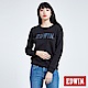 EDWIN 牛仔紋LOGO 厚長袖T恤-女-黑色 product thumbnail 1