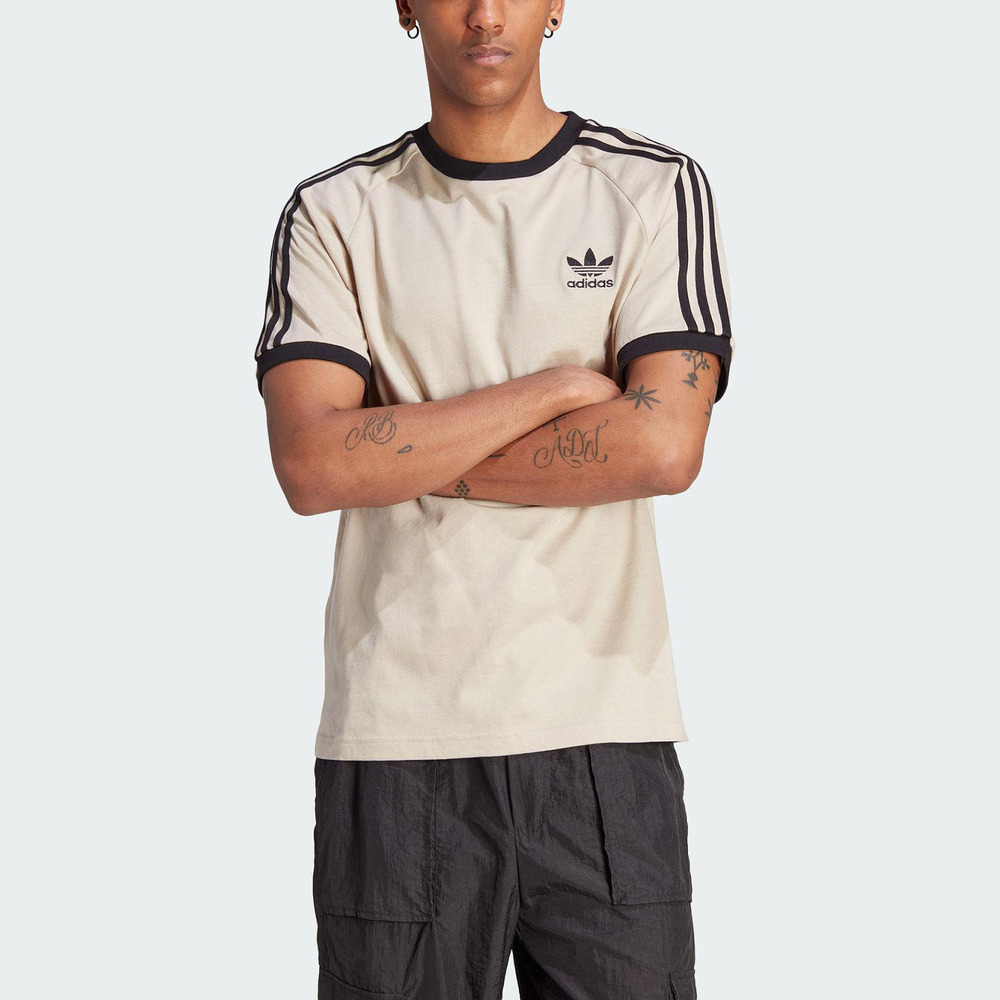 Adidas 3-Stripes Tee [IM2079] 男 短袖 上衣 T恤 亞洲版 復古 休閒 修身 撞色 米 黑